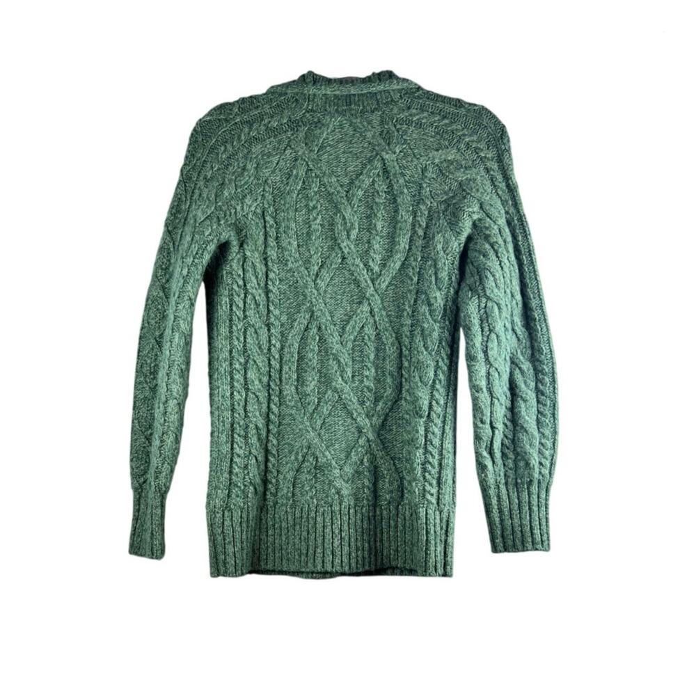 L.L. Bean Green Cable Knit Cardigan Wool Alpaca Blend Button Front Sweater XS - Picture 2 of 3